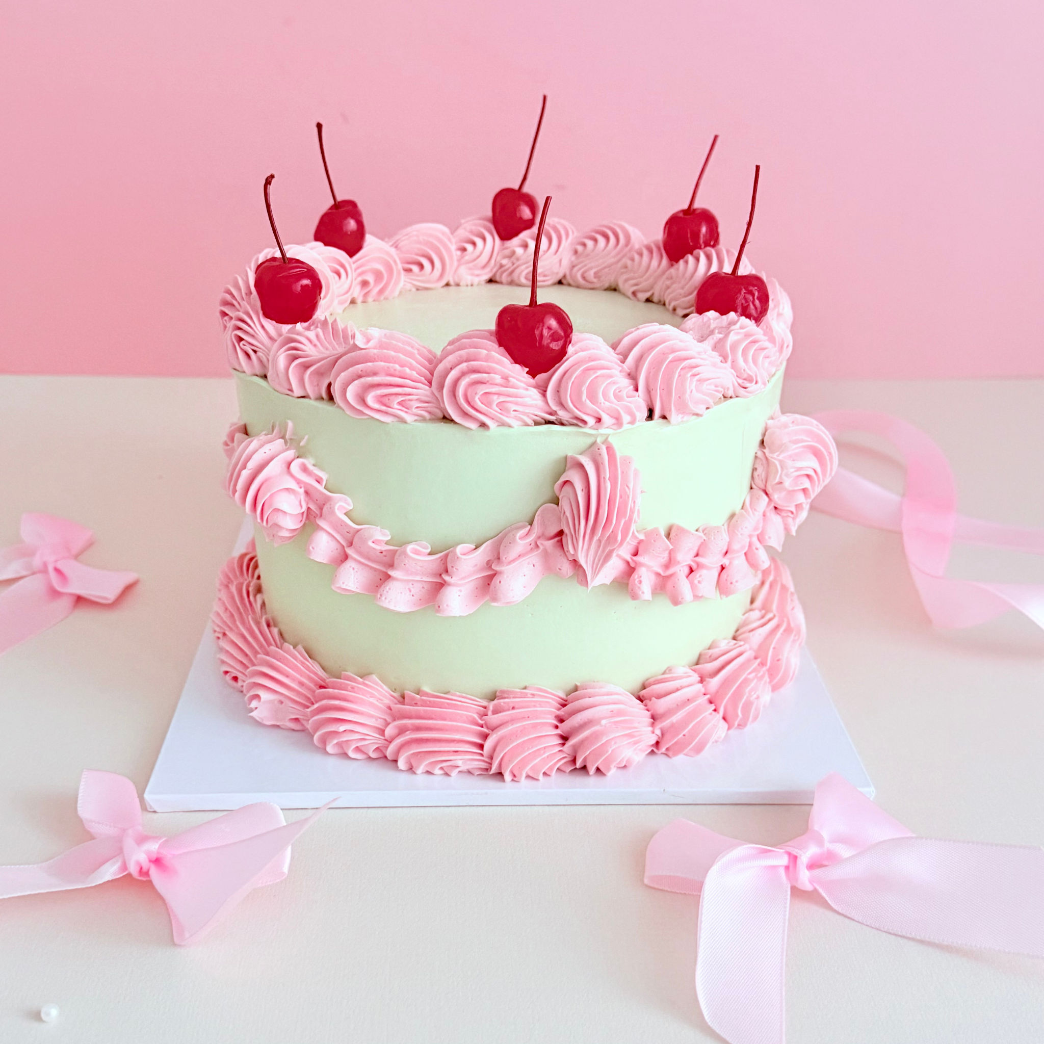 Mint Green Cherry Cake - Cake Choice