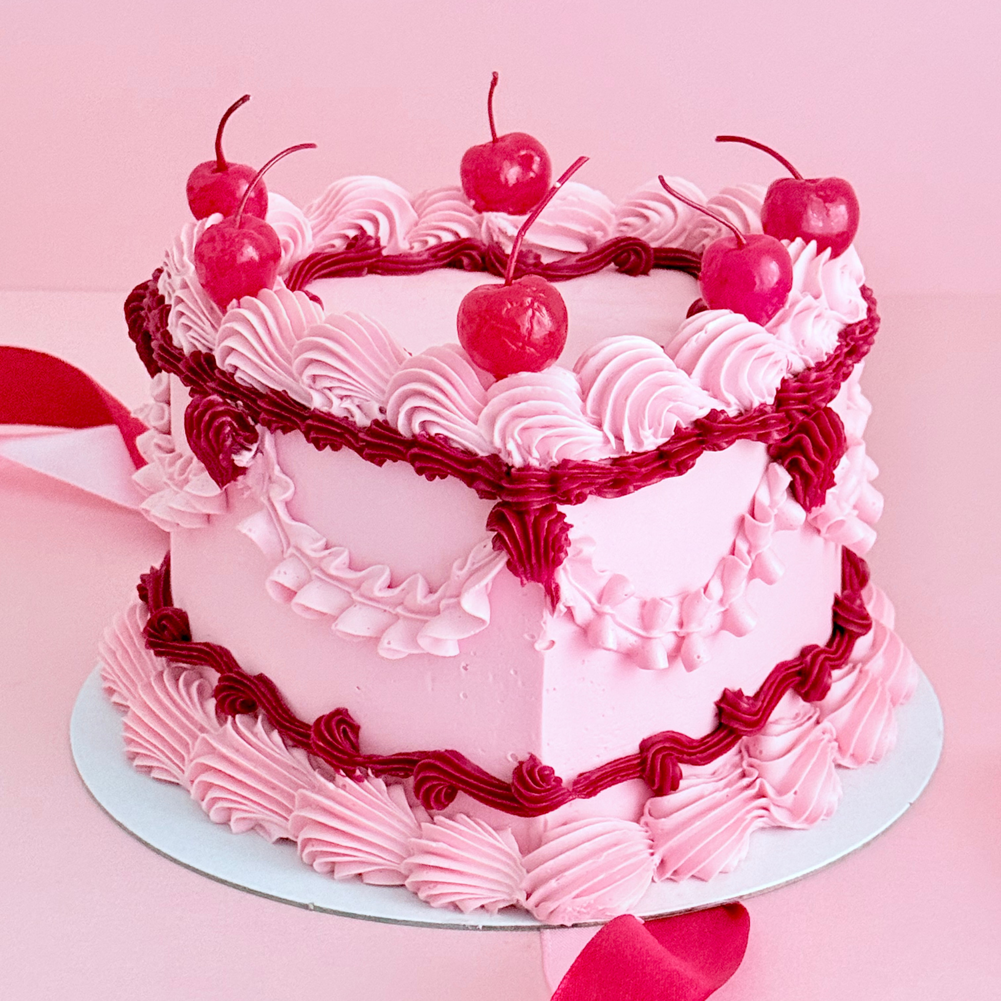 Red Cherry Heart Cake - Cake Choice