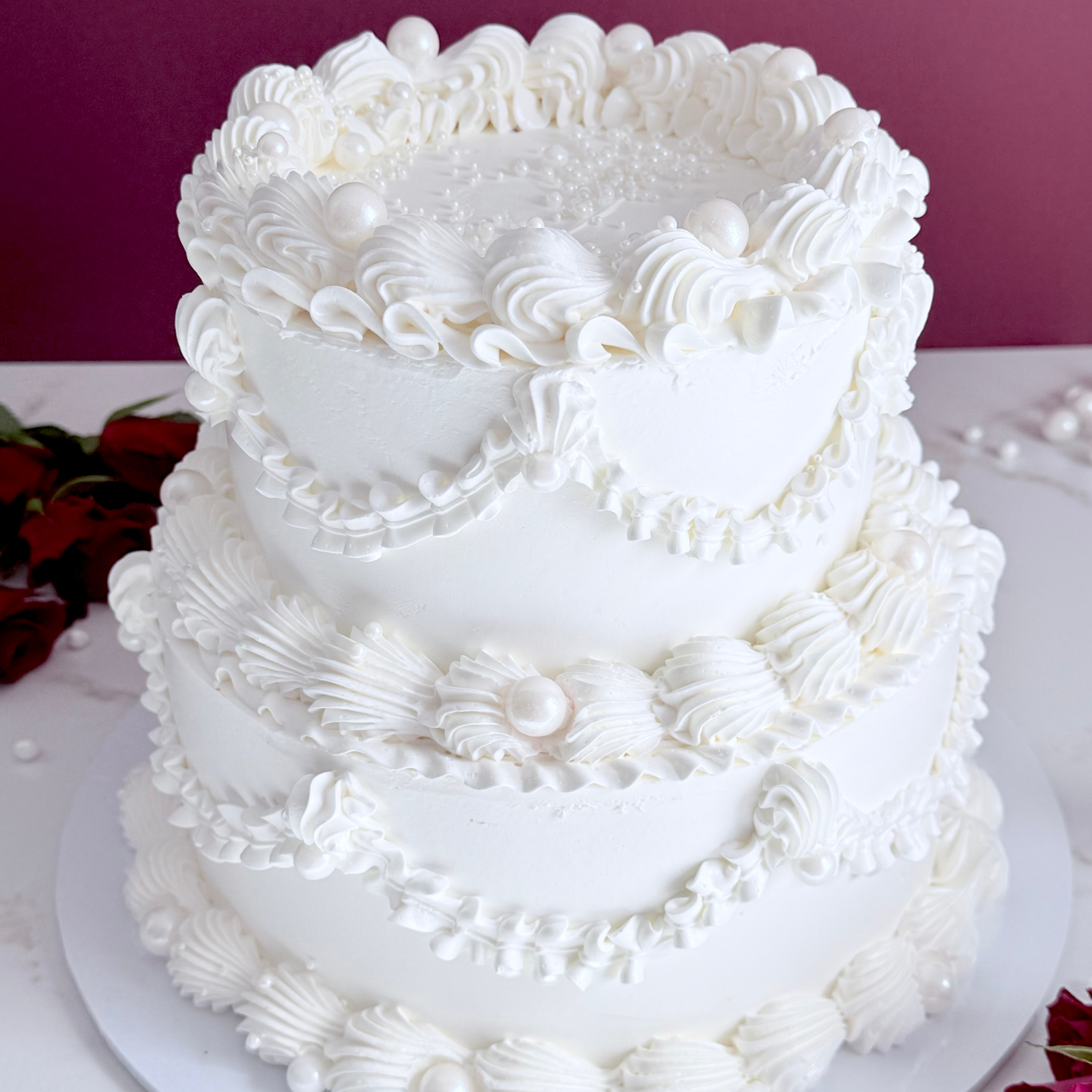 White Lambeth Two Tier Cake - Cake Choice