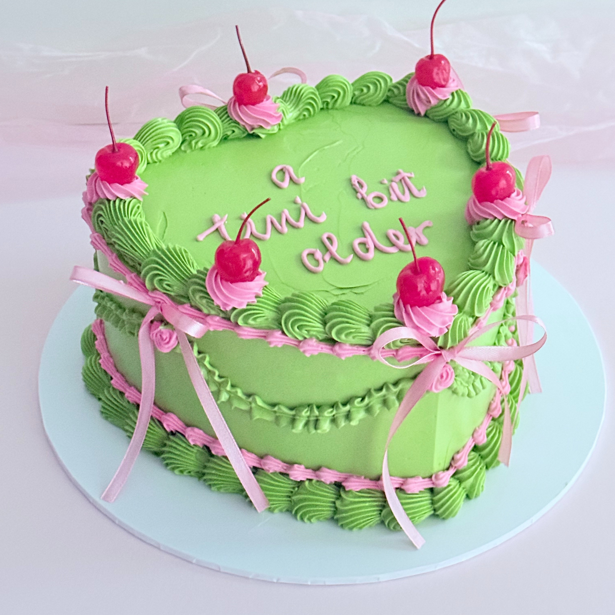 Green Cherry Heart Cake - - Cake Choice
