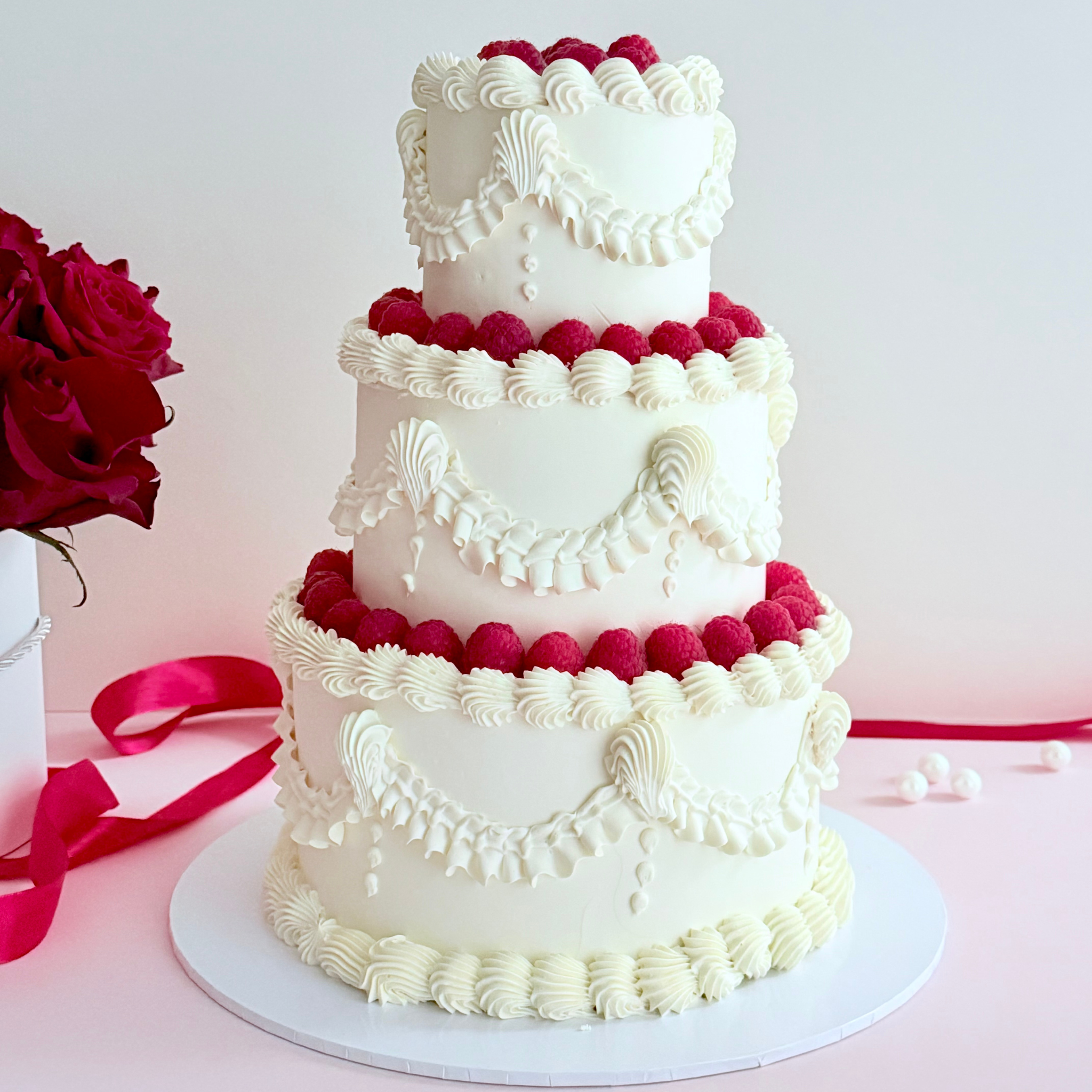 Raspberry Vintage Wedding Cake - - Cake Choice
