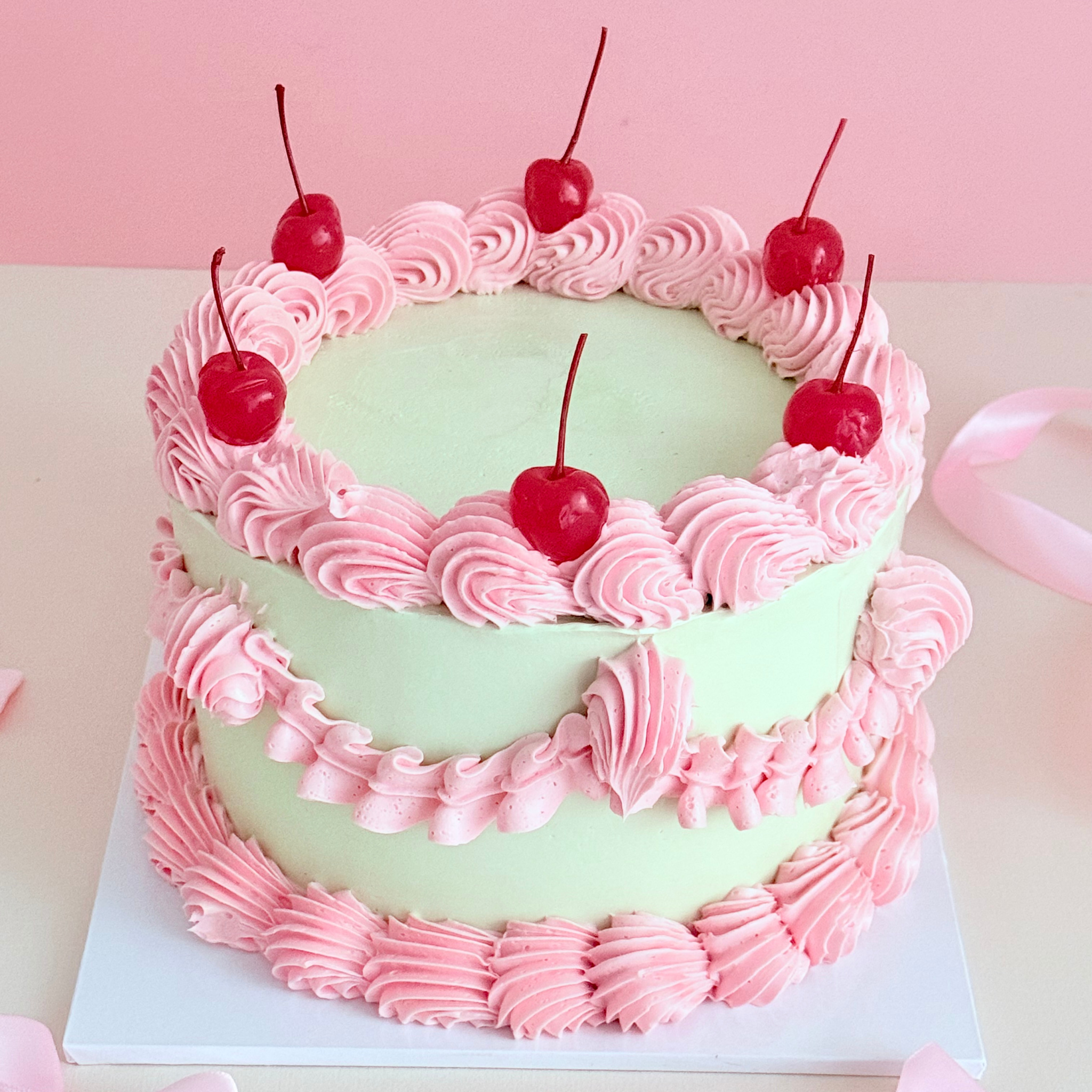 Mint Green Cherry Cake - Cake Choice