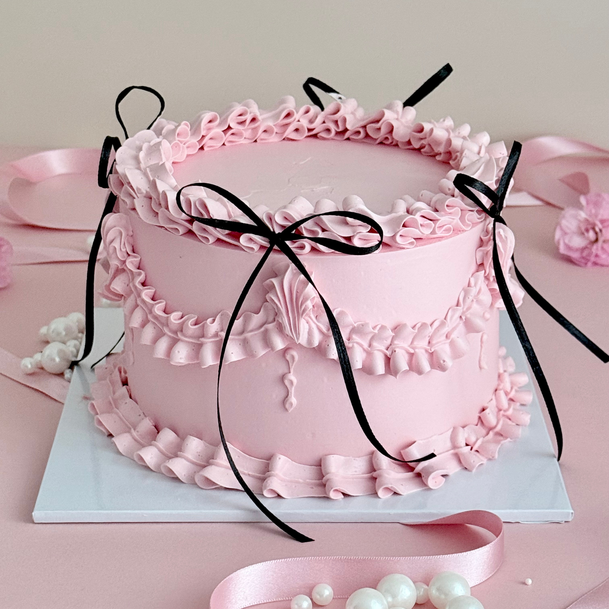 Pink Vintage Bow Cake - Cake Choice