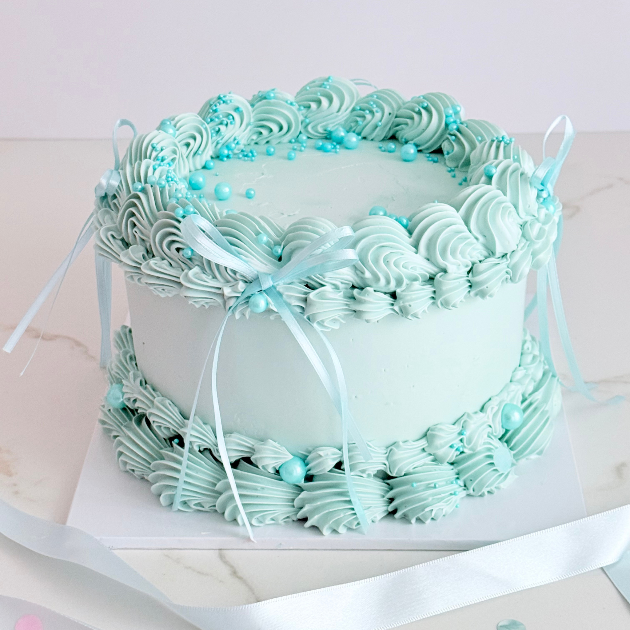 Blue Coquette Bow Cake - Cake Choice