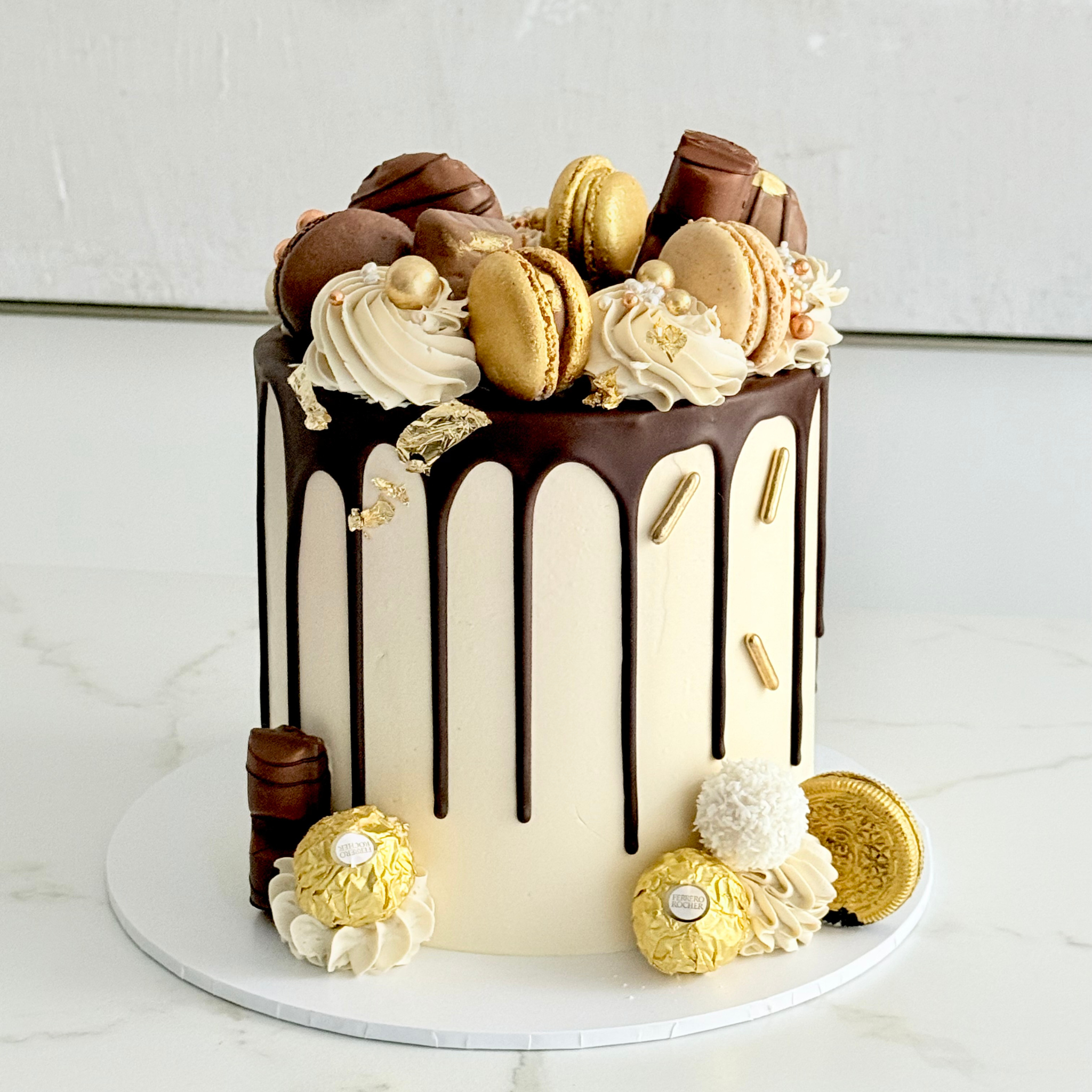Cream & Gold Drip Cake - Cake Choice