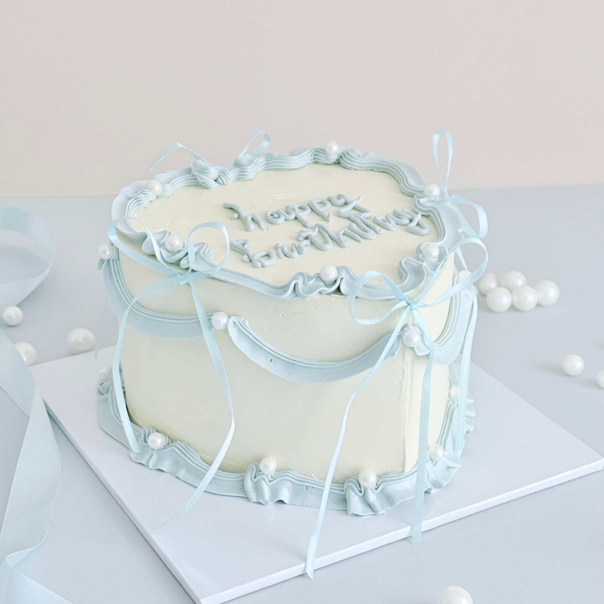 Coquette Blue Heart Cake - Cake Choice