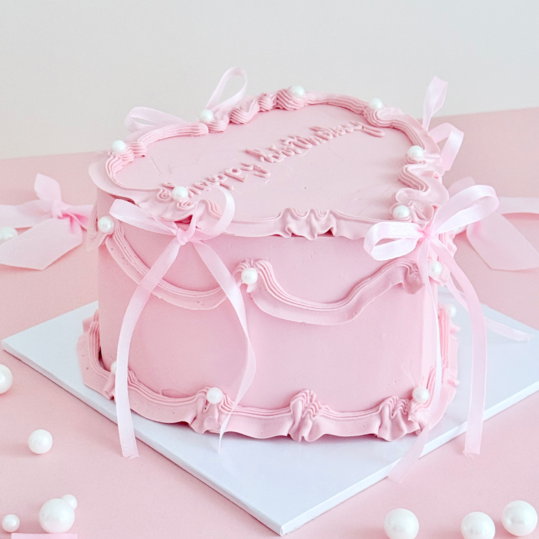 Coquette Pink Heart Cake - Cake Choice