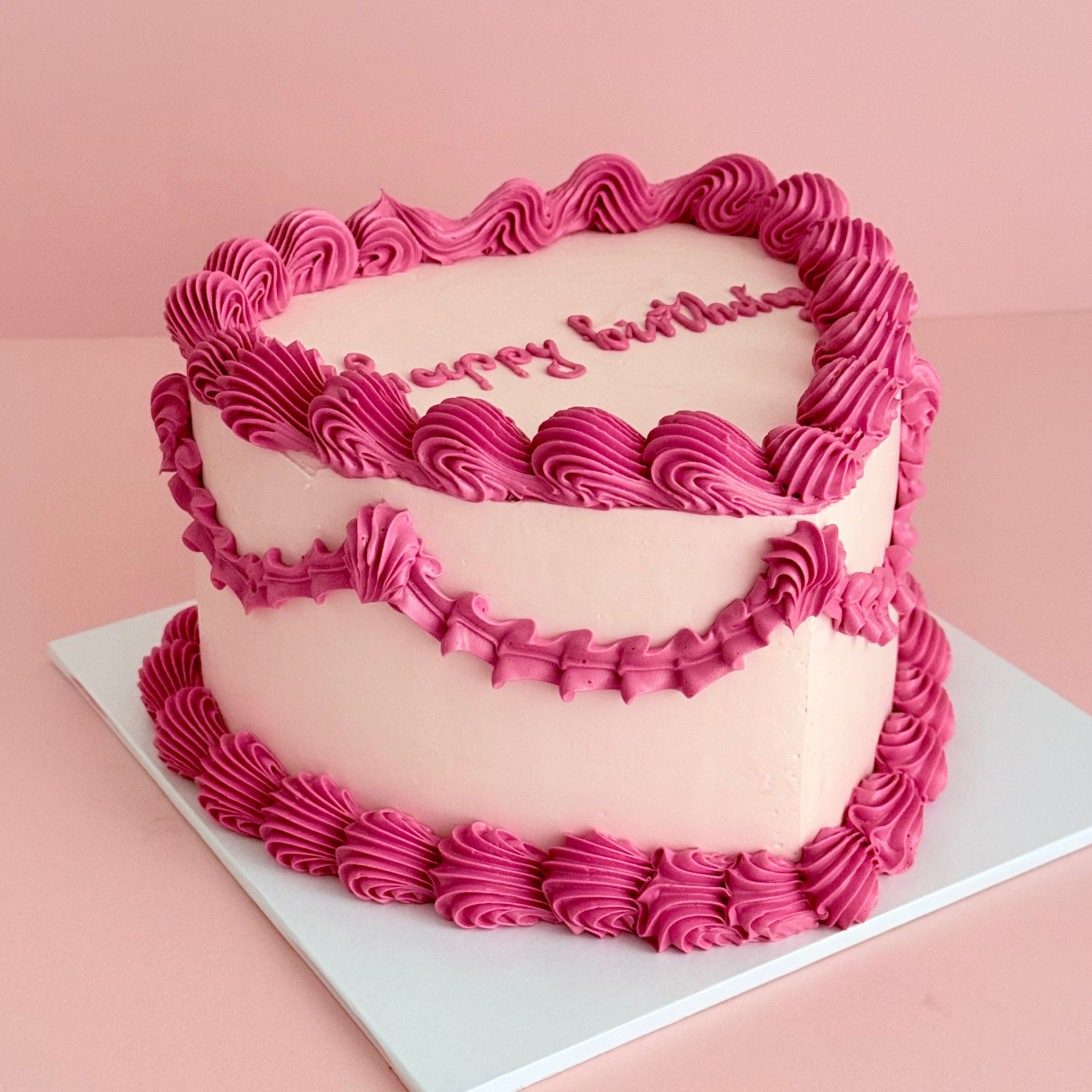 Hot Pink Heart Cake - Cake Choice