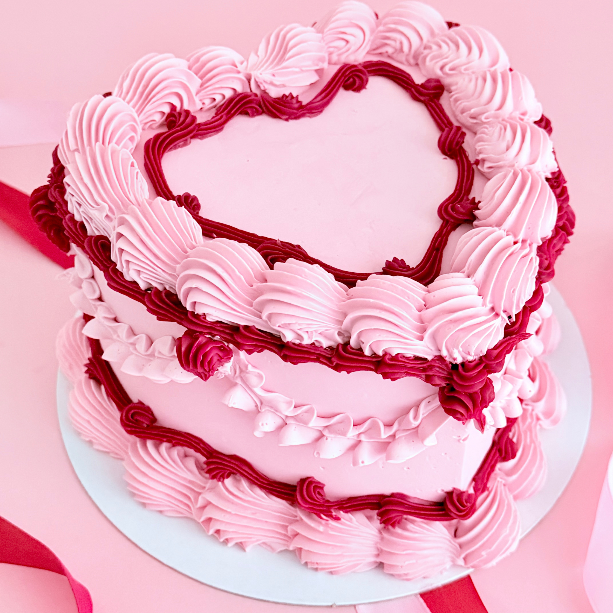 Pink & Red Heart Cake - Cake Choice