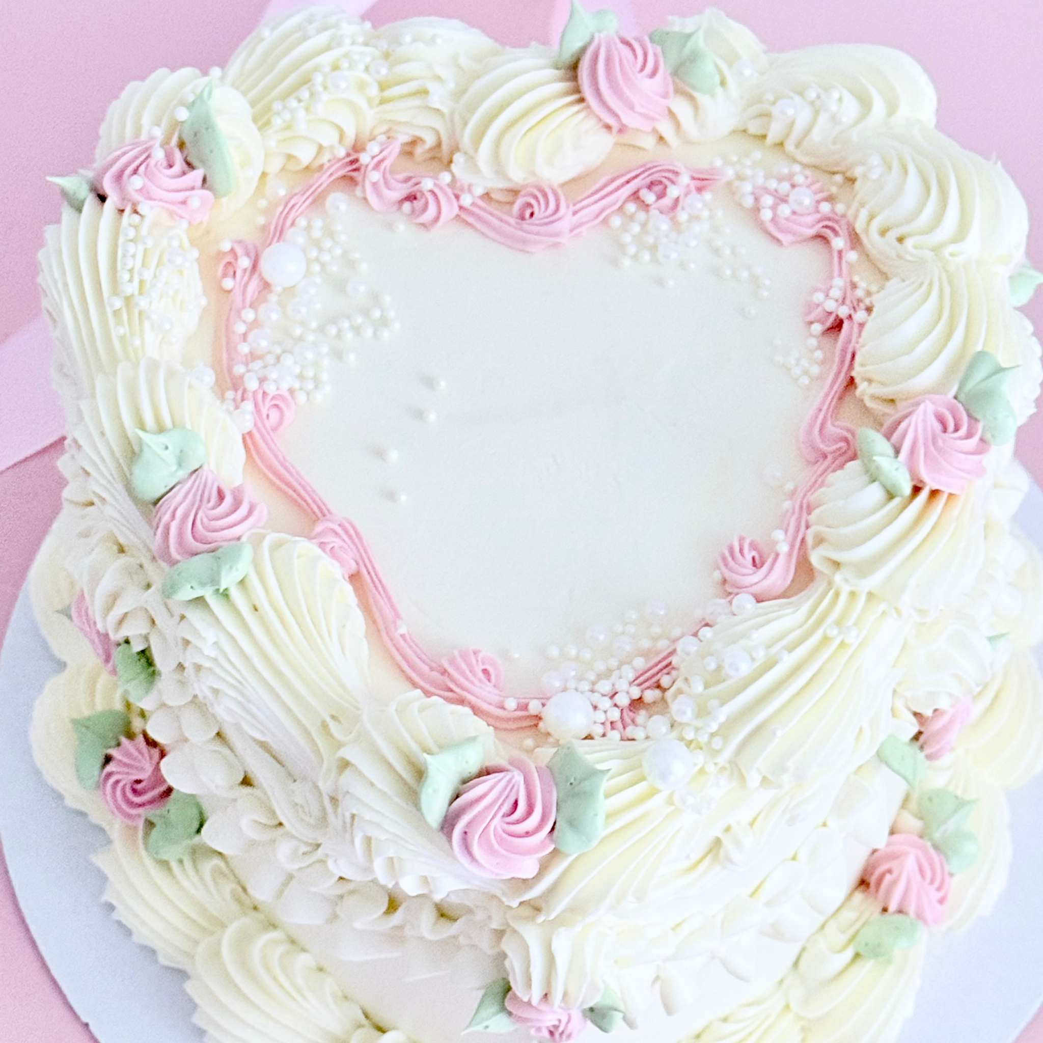 Pink Rose Heart Cake - Cake Choice