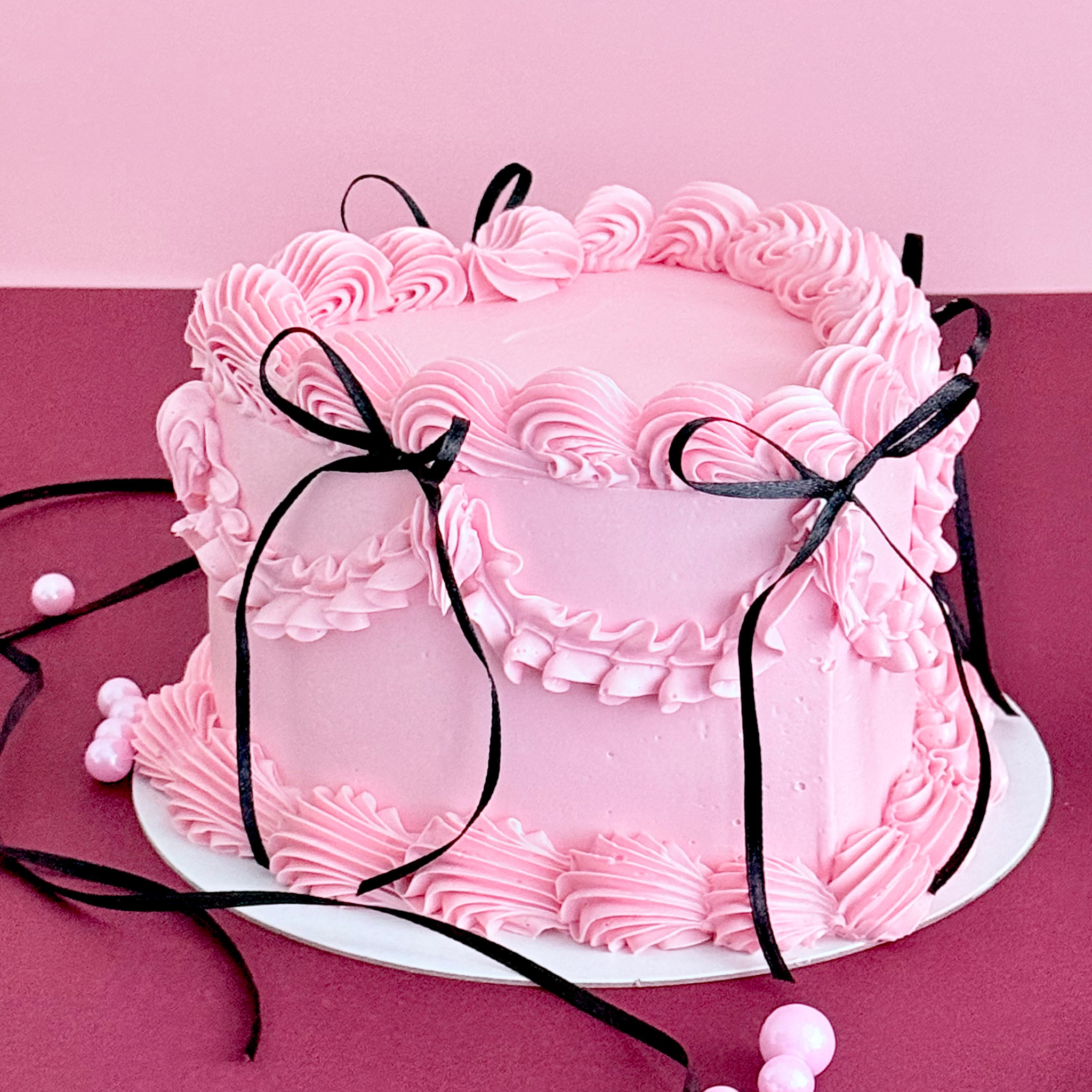 Pink Vintage Heart Cake - Cake Choice