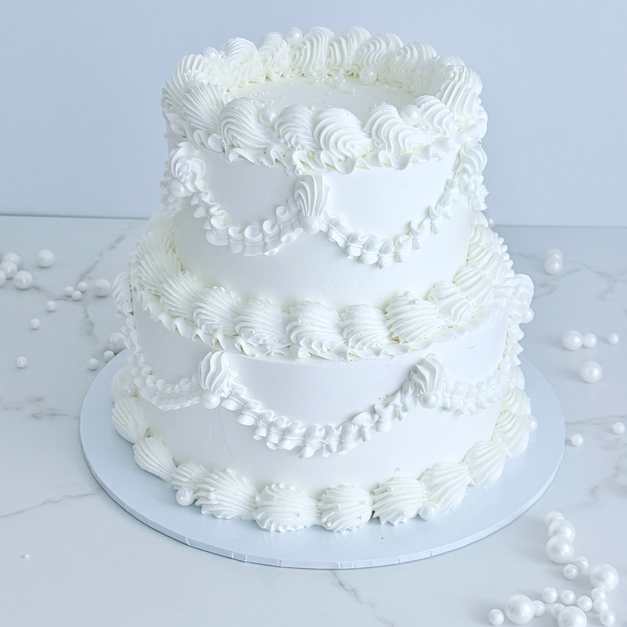White Lambeth Two Tier Cake - Cake Choice