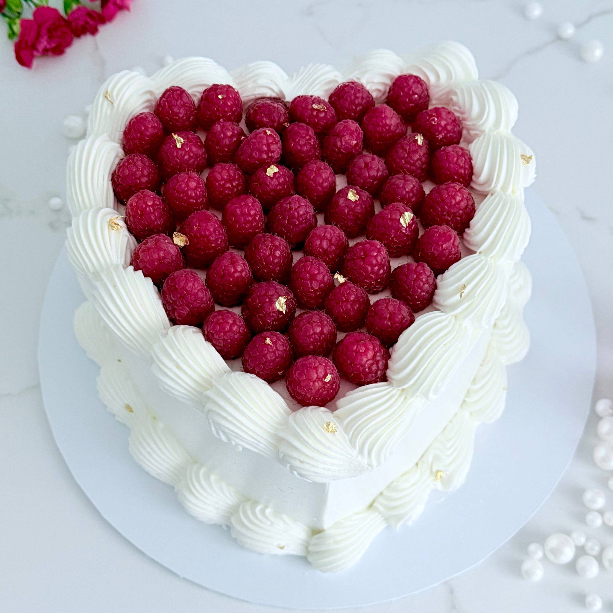 Raspberry Heart-Shaped Cake - Cake Choice