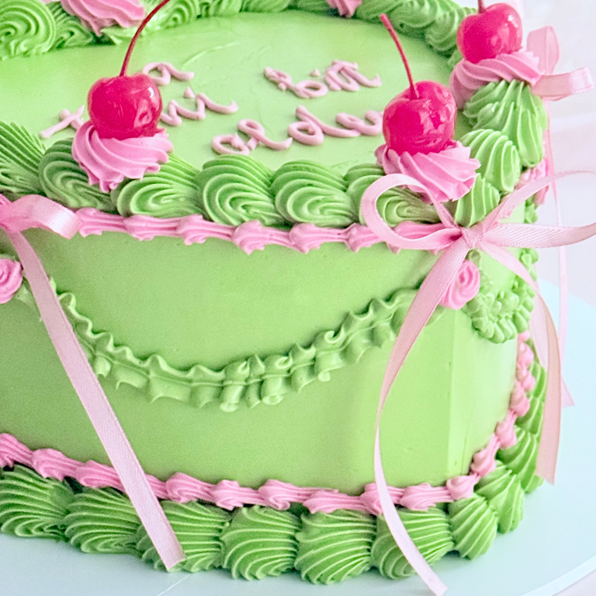 Green Cherry Heart Cake -  - Cake Choice