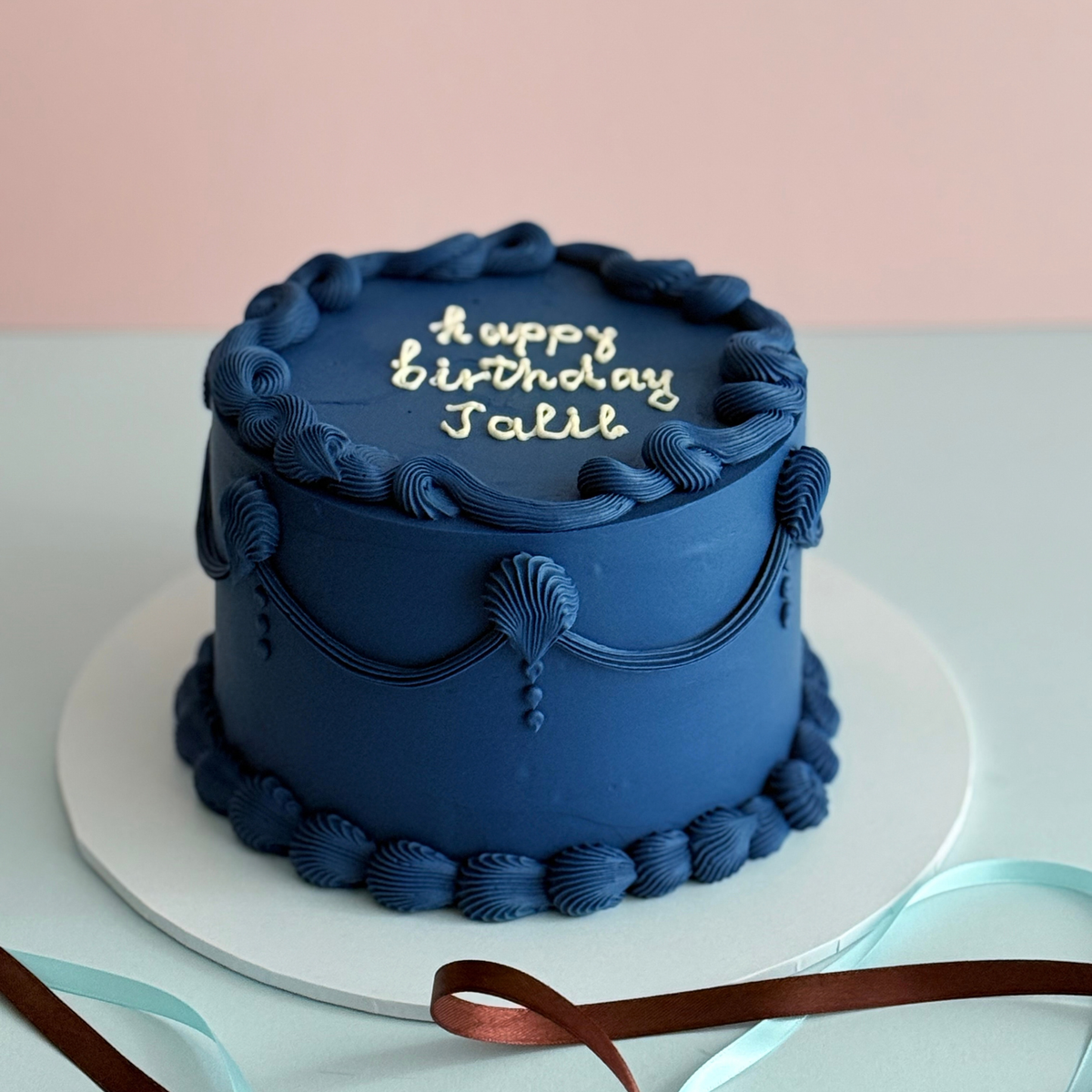 Royal Blue Vintage Birthday Cake