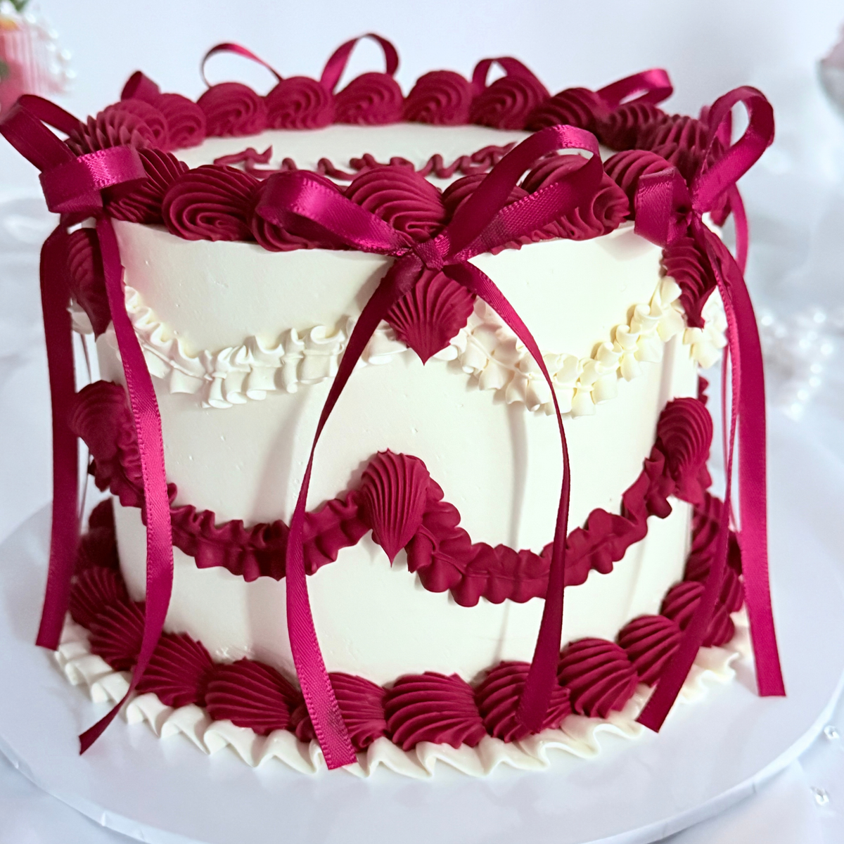 Burgundy Bow Vintage Cake