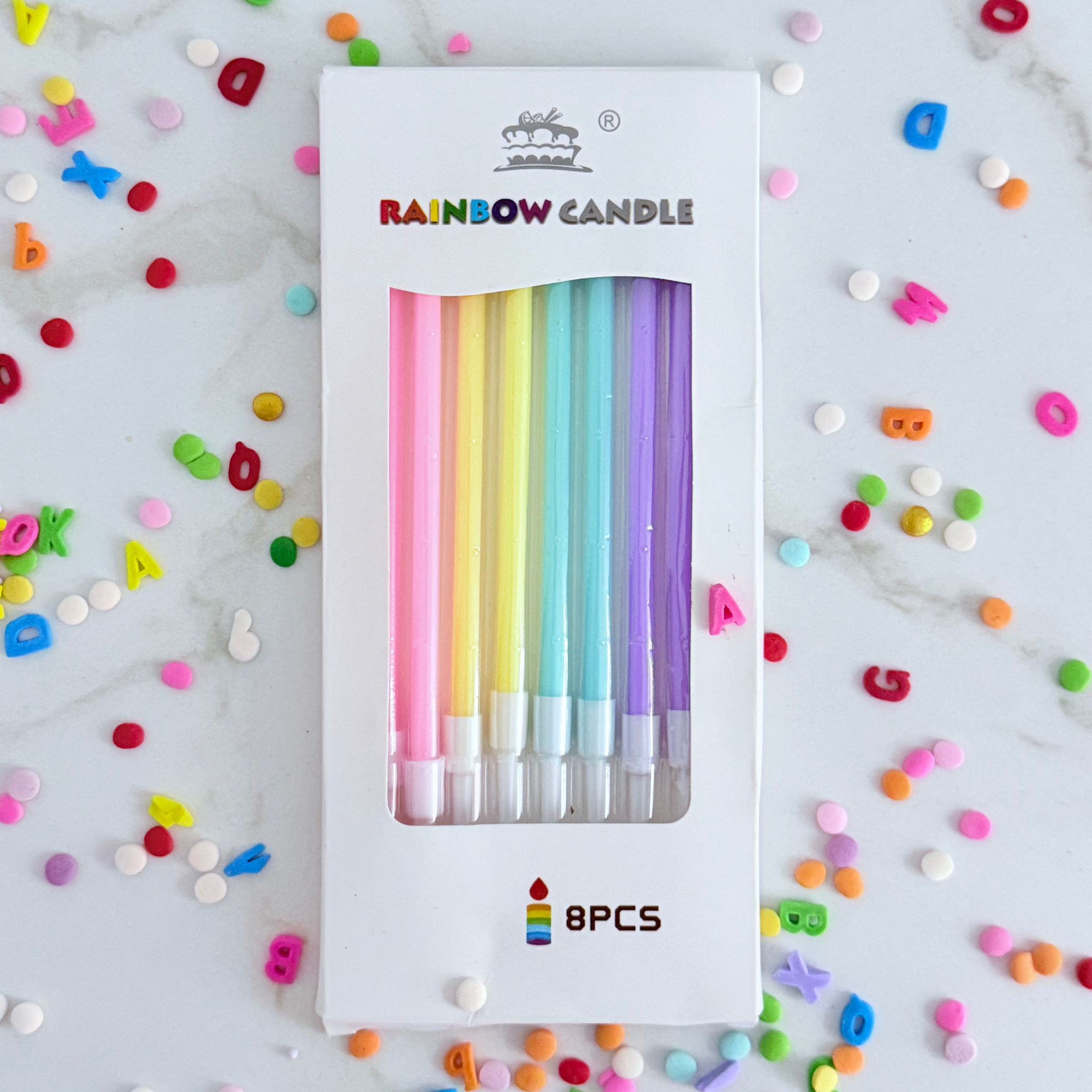 Pastel Rainbow Candles -  - Cake Choice