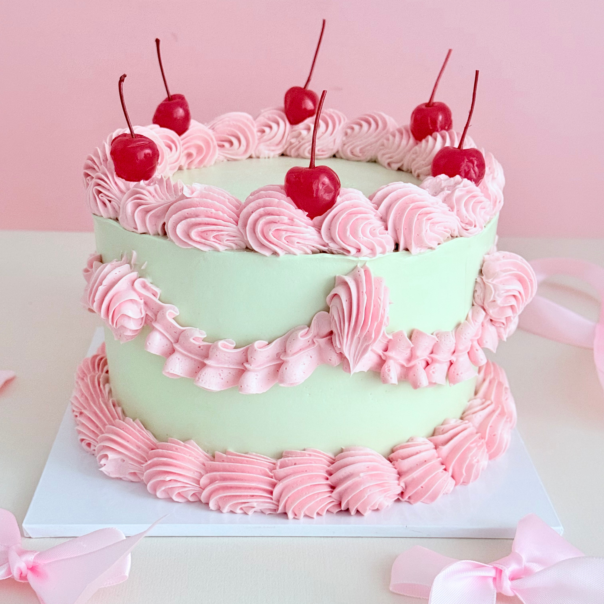 Mint Green Cherry Cake - Cake Choice