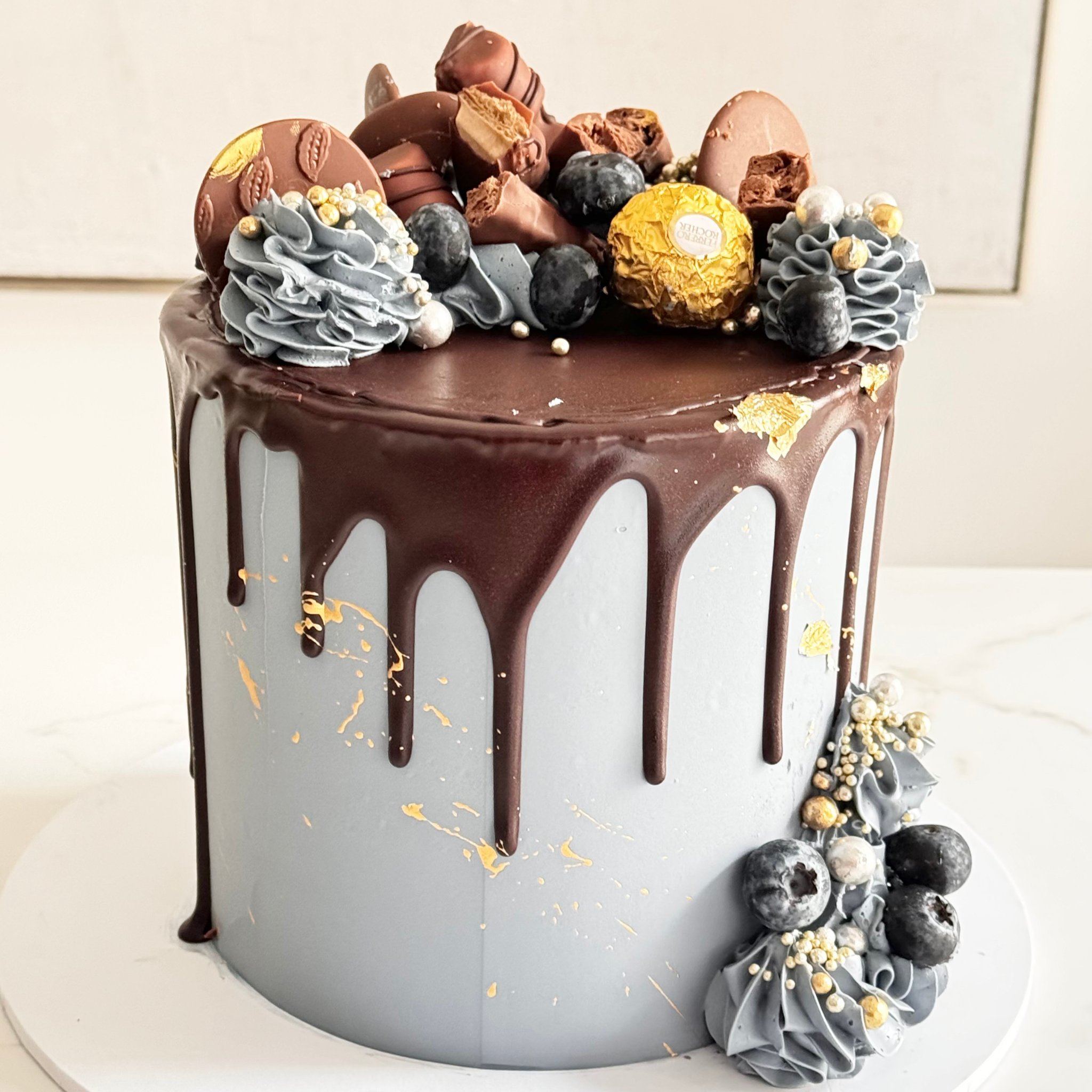 Blue & Gold Chocolate Cake - Cake Choice