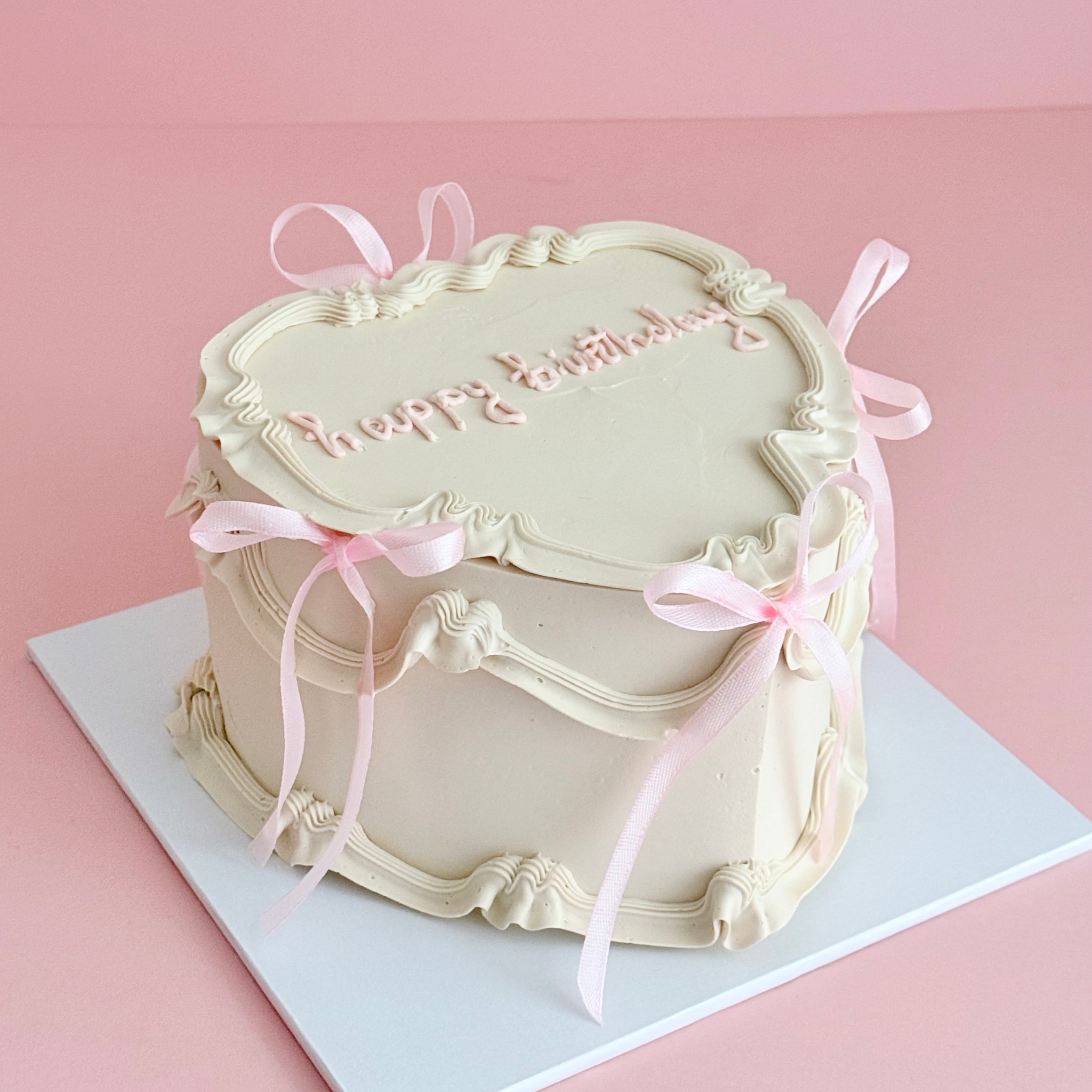 Coquette Cream Heart Cake - Cake Choice