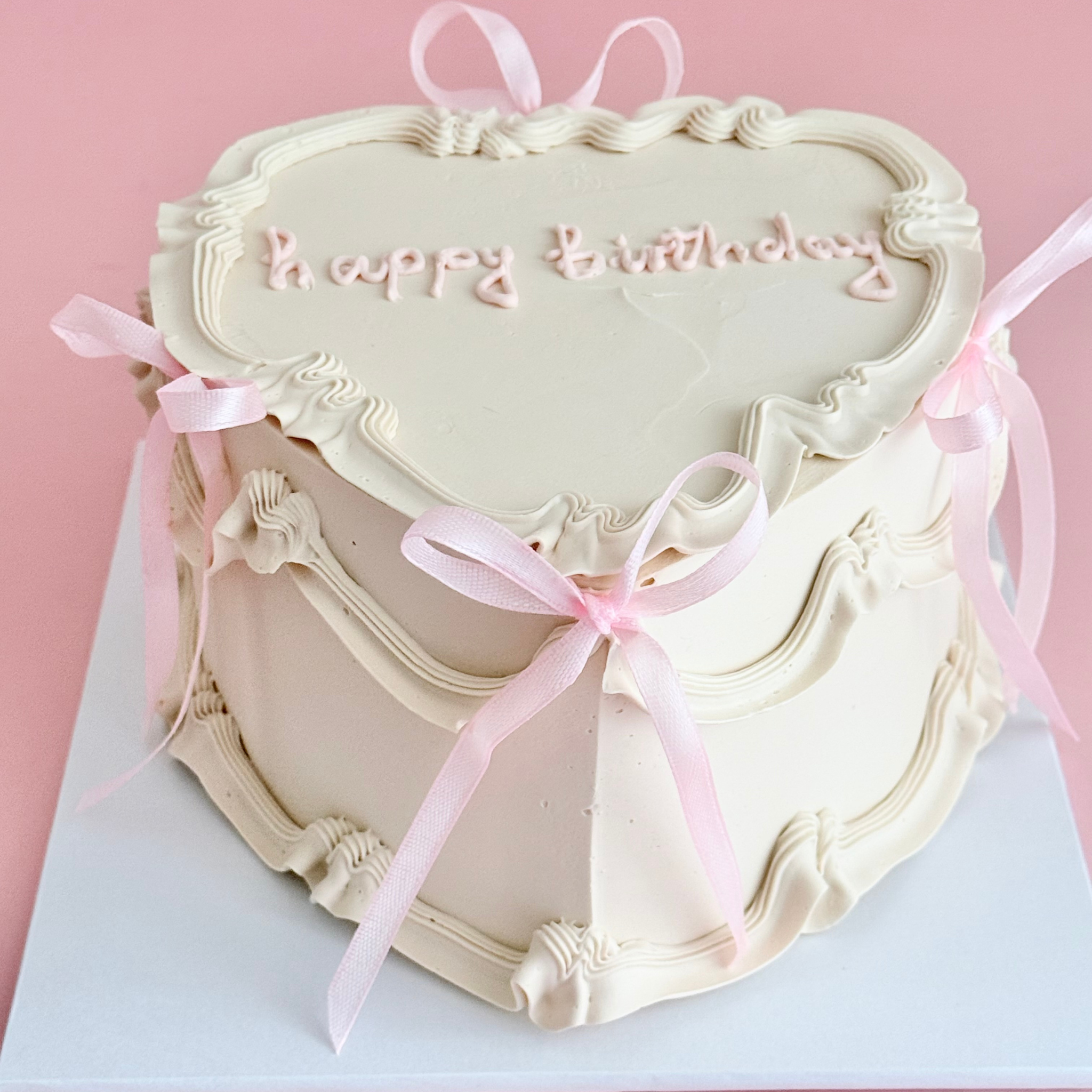 Coquette Cream Heart Cake - Cake Choice