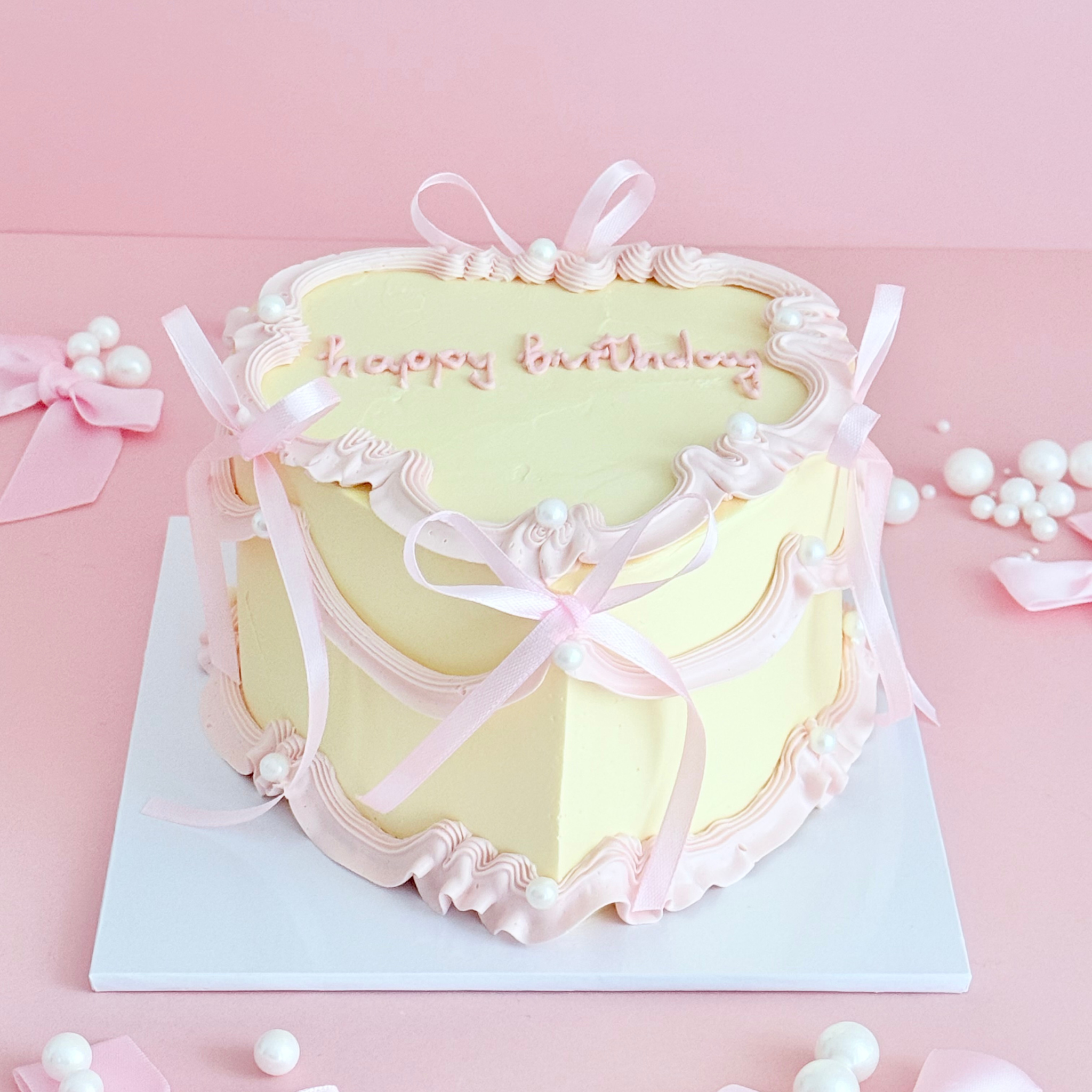 Coquette Yellow Heart Cake - Cake Choice