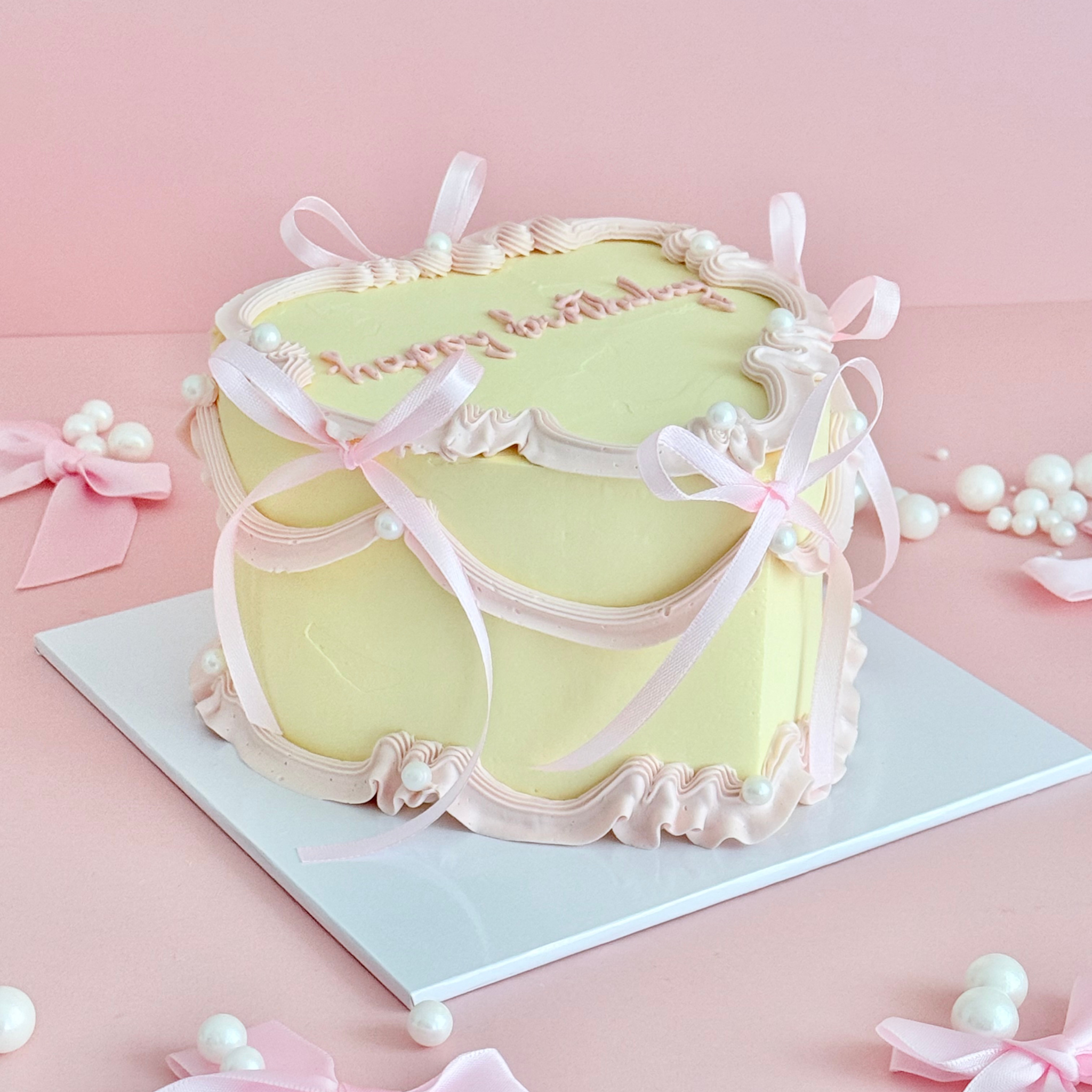 Coquette Yellow Heart Cake - Cake Choice