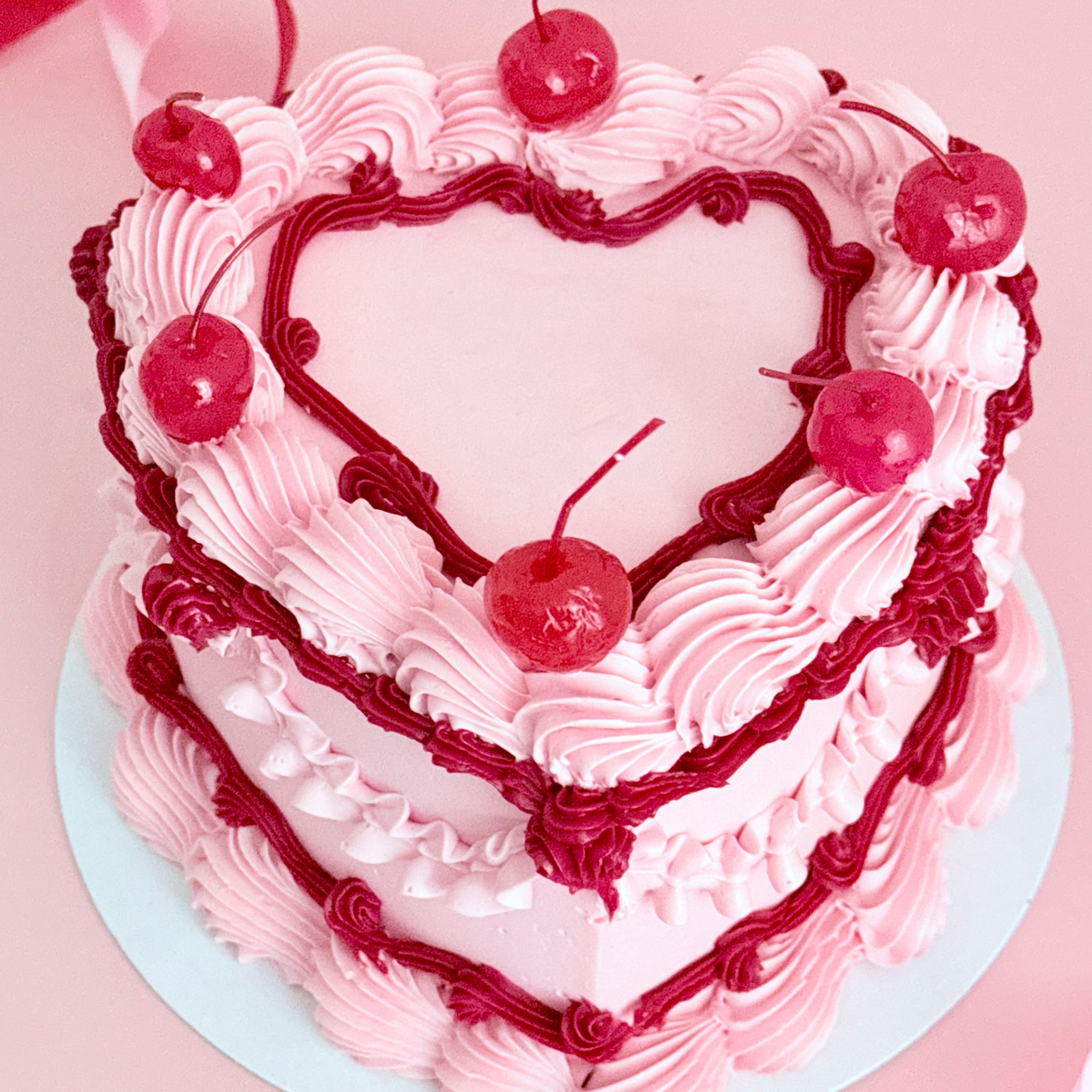 Red Cherry Heart Cake - Cake Choice