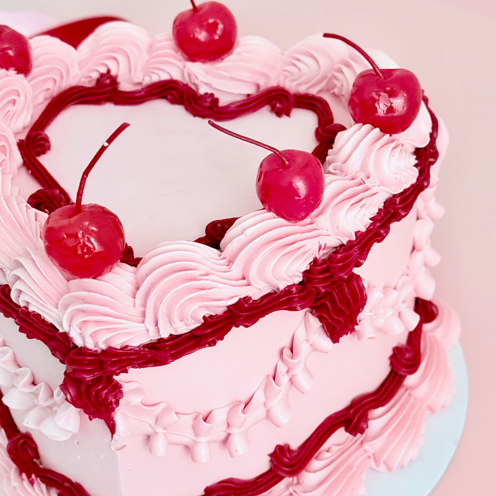Red Cherry Heart Cake - Cake Choice