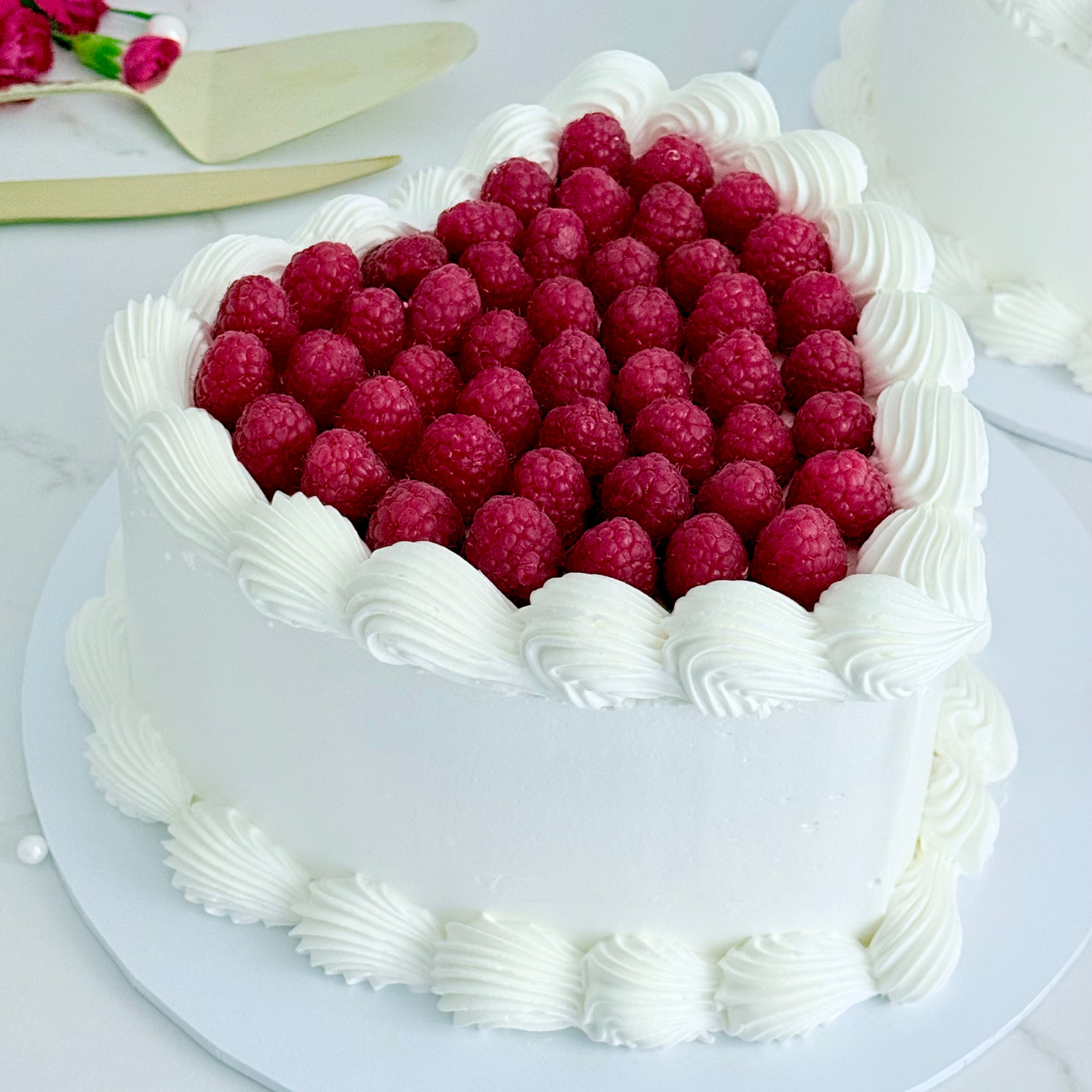 Raspberry Heart-Shaped Cake - Cake Choice