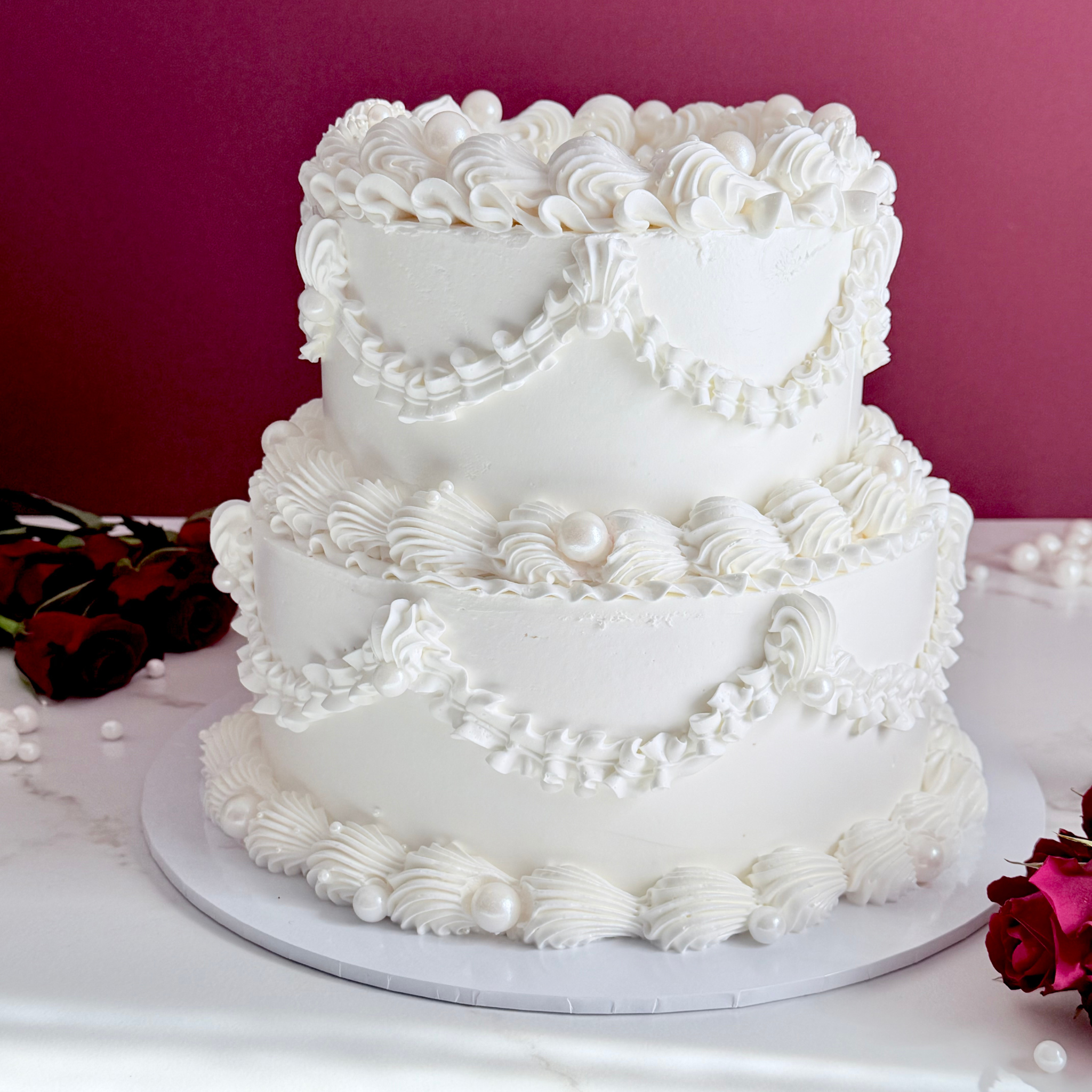 White Lambeth Two Tier Cake - Cake Choice