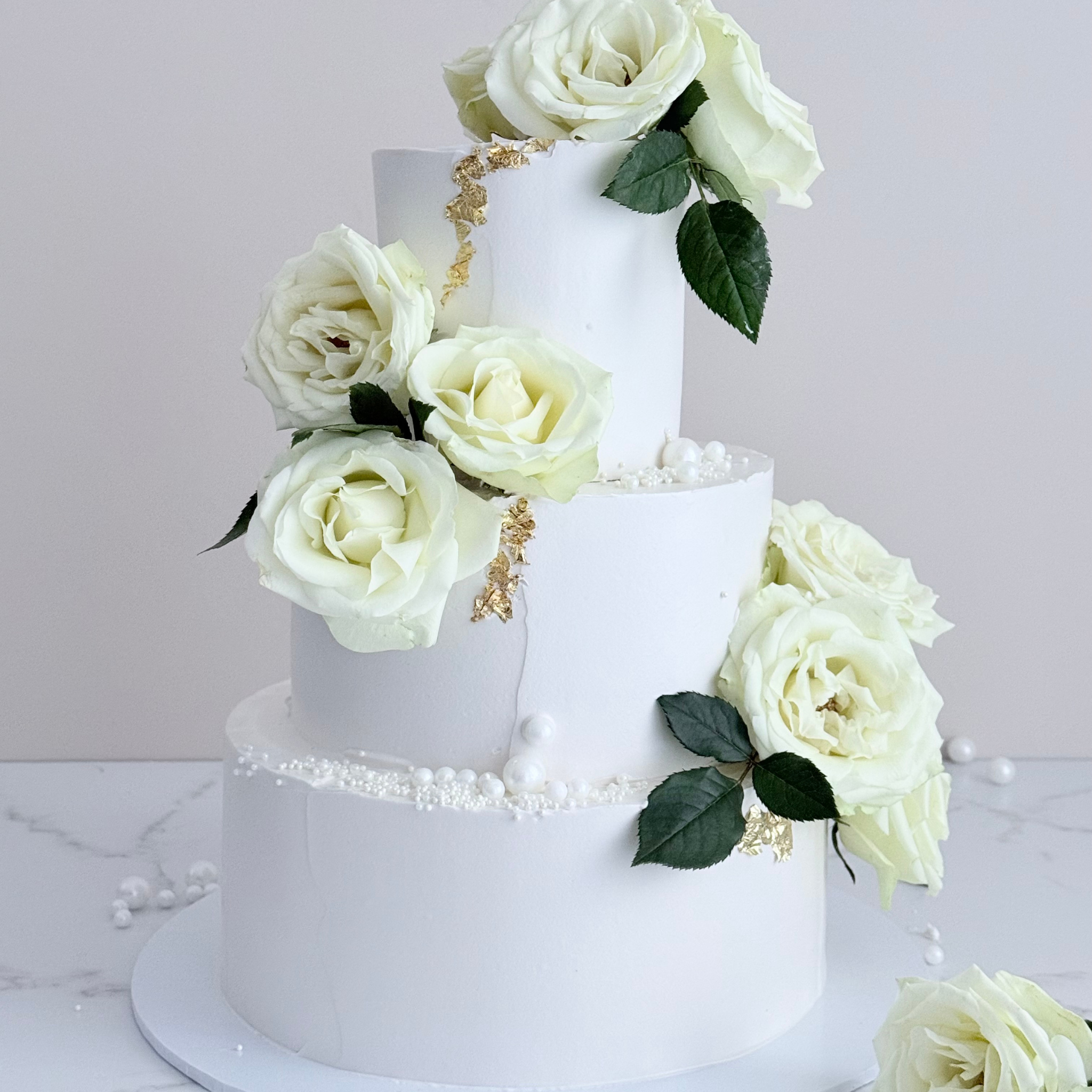 White Rose Three Tier Cake - Cake Choice