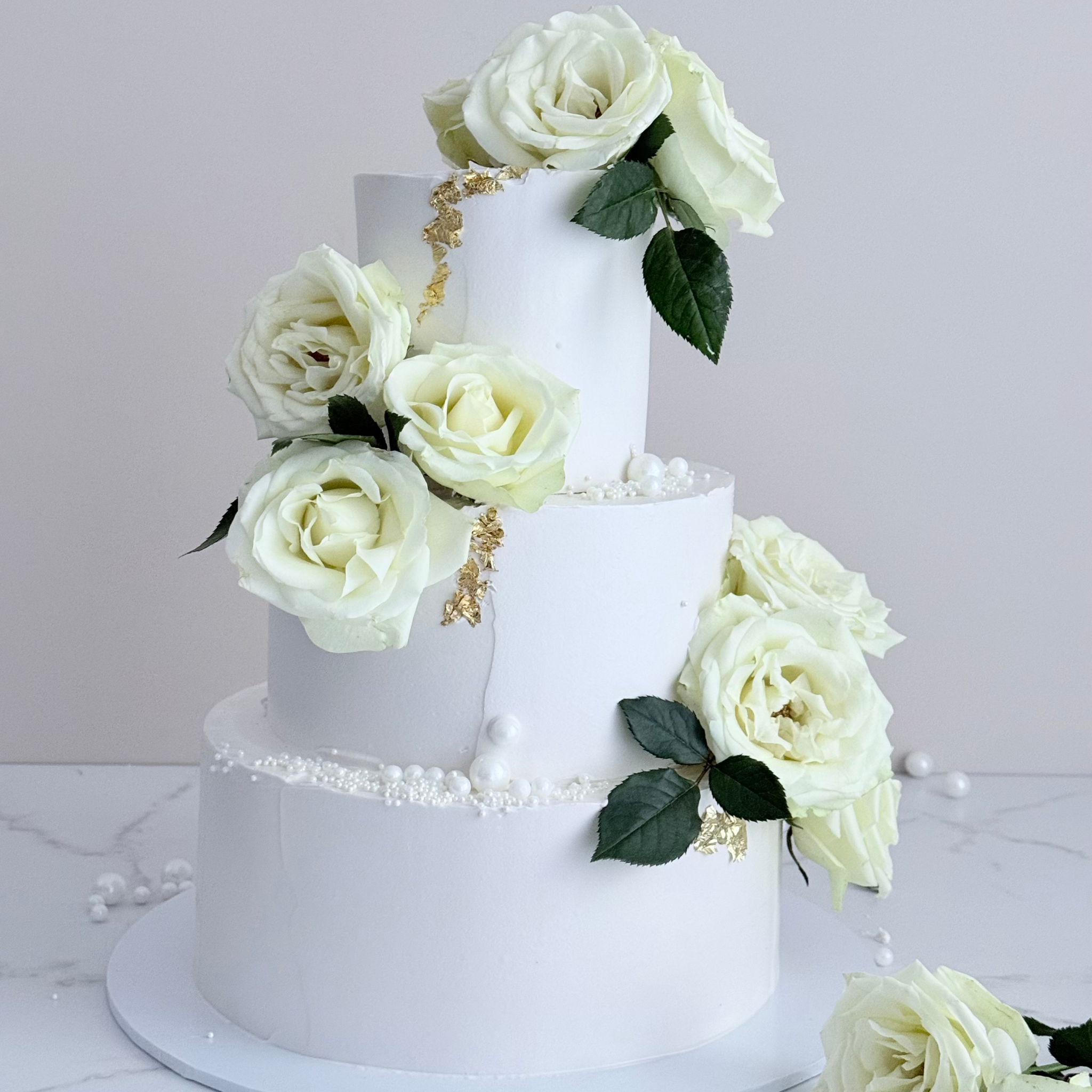 White Rose Three Tier Cake - Cake Choice